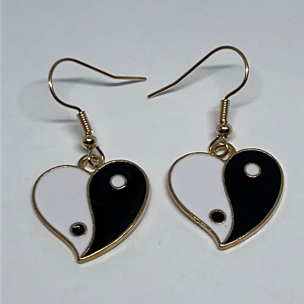 Earrings Ying Yang Heart